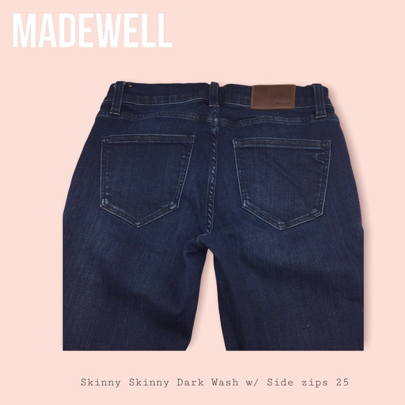 MADEWELL|Skinny skinny Dark wash w zips SZ 25 EUC - Picture 5 of 15